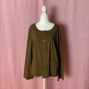 Eileen Fisher button down cardigan in green
